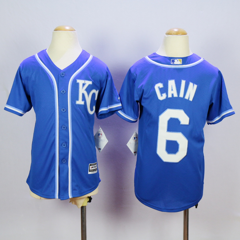Youth Kansas City Royals 6 Cain Blue MLB Jerseys